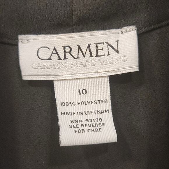 Carmen Marc Valvo Black Drape Front Blouse - Picture 3 of 4